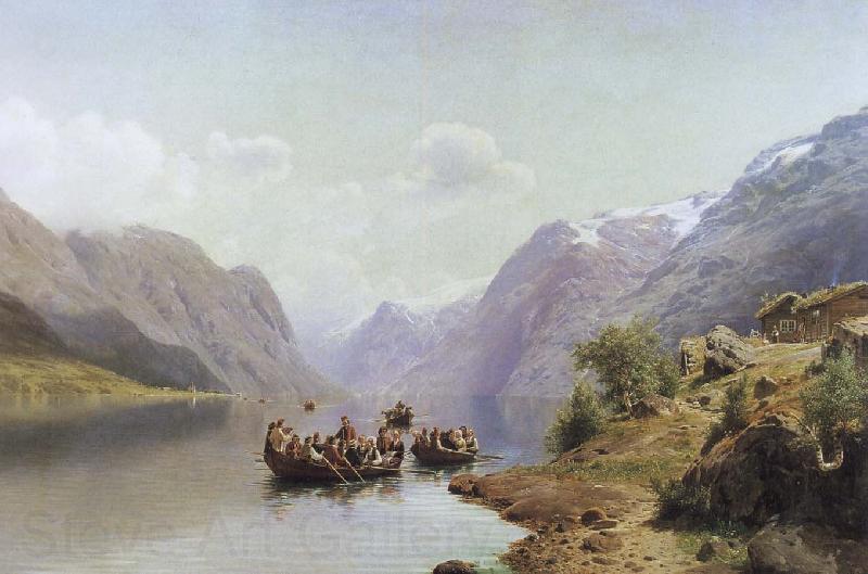 unknow artist brudfard pa hardangerfjorden Norge oil painting art